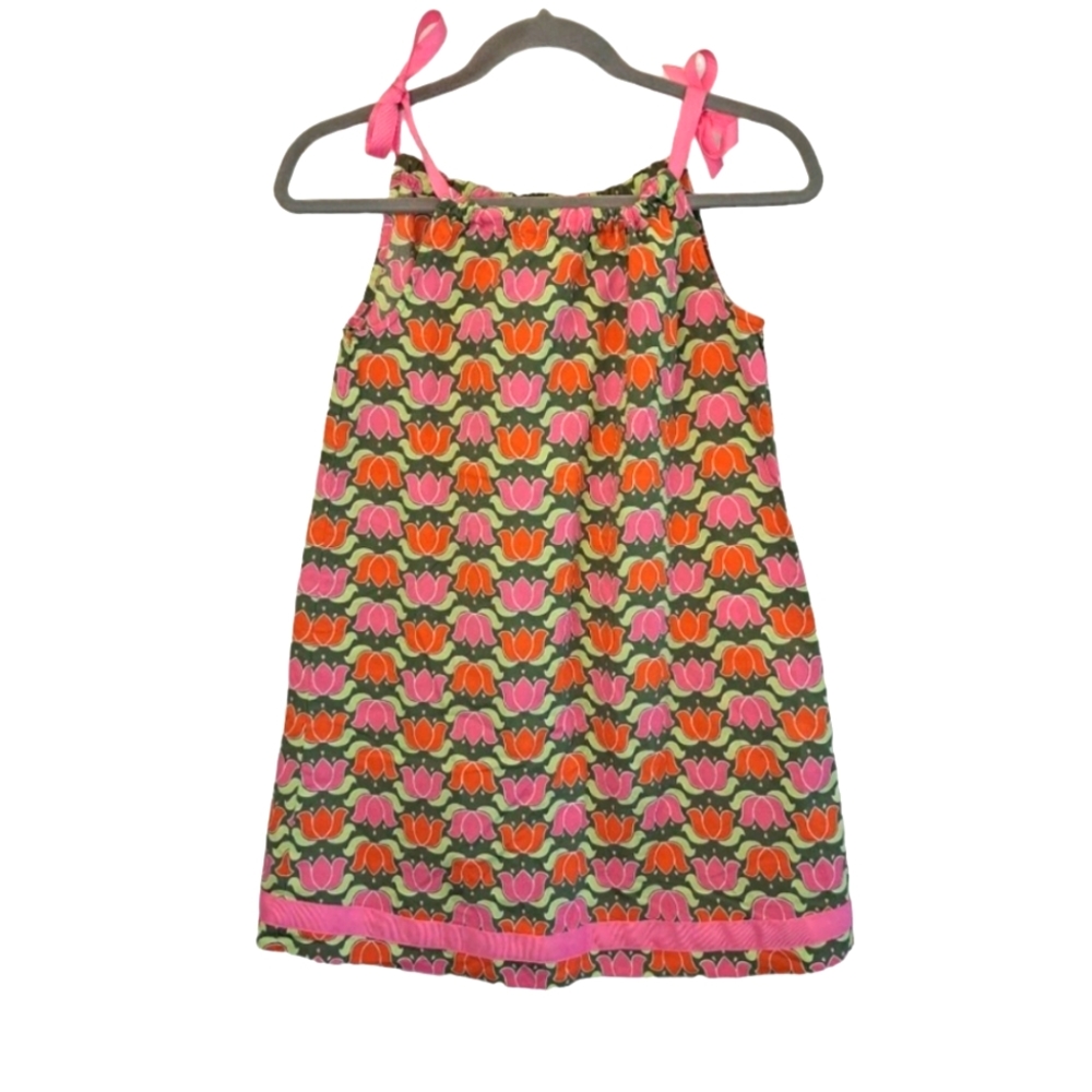 Hanna Andersson Tulip Floral Print Tie Shoulder Dress Size 130/8